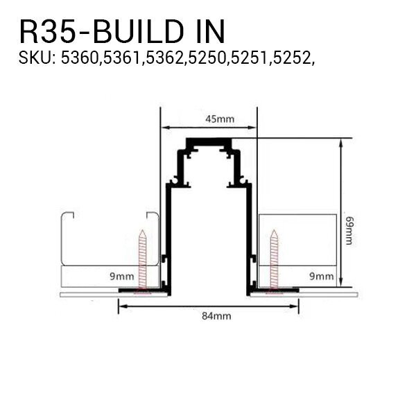 Phase 1 R35 Track System Three-Phase R35 Build-in - White | Optonica LED